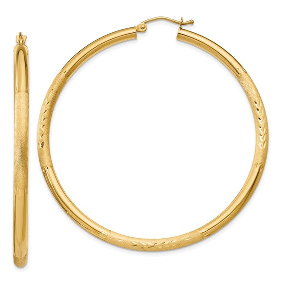 14K Yellow Gold 2" Hoop Earrings