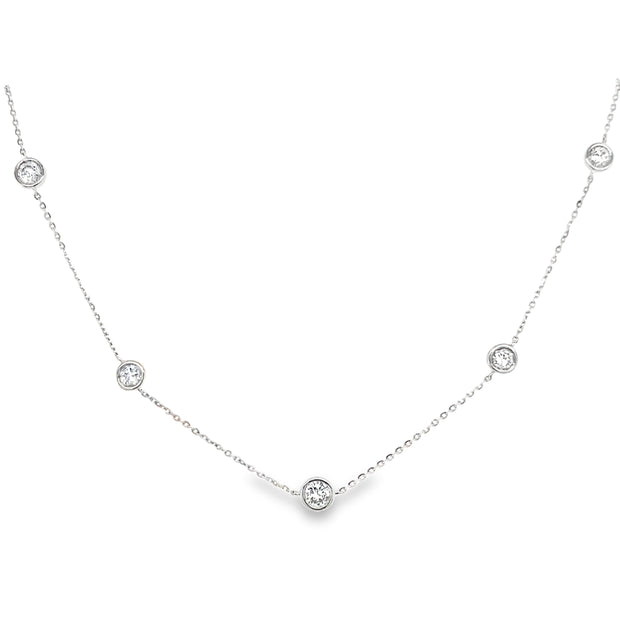 14K White Gold Station Diamond Necklace