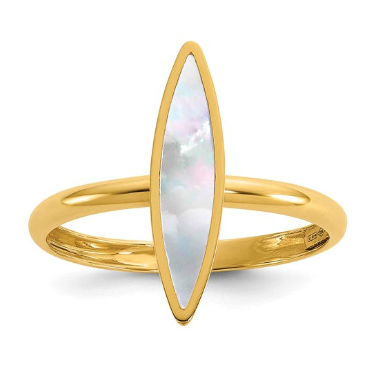 14K Yellow Gold Mother of Pearl Ring