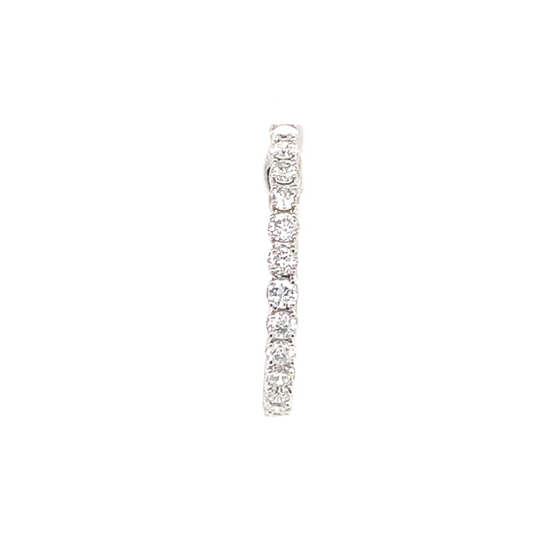 14K White Gold Diamond Hoop Earrings