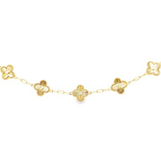 14k Yellow Gold Diamond Quatrefoil Paper link Bracelet