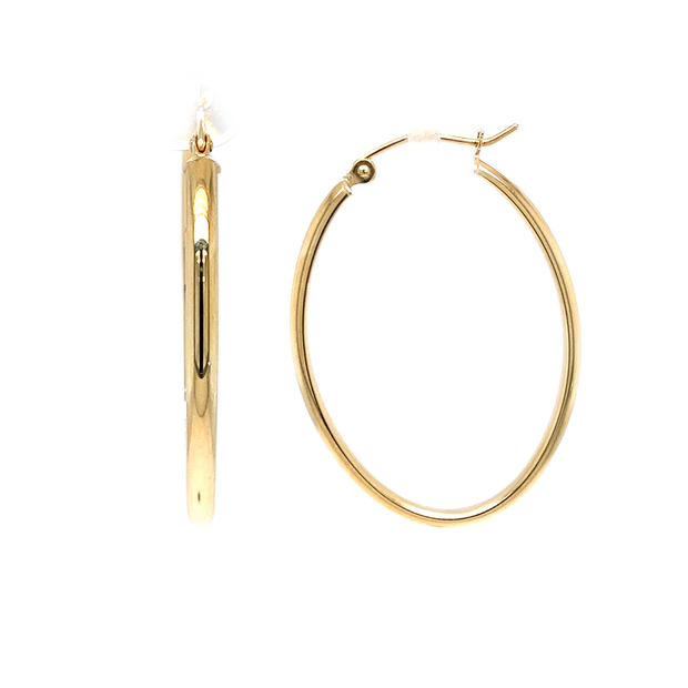 14K Yellow Gold Oval Hoop Earring