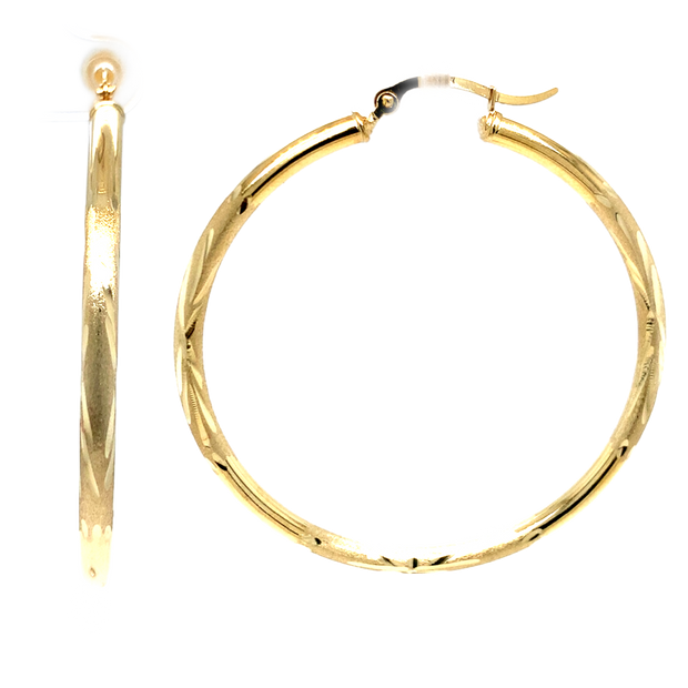 14K Yellow Gold 2" Hoop Earrings