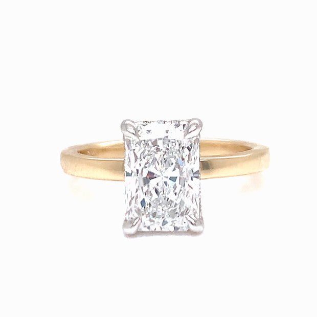 14K Yellow Gold 2.00ctw Radiant Cut Lab Grown Diamond Engagement Ring with Hidden Halo