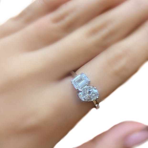 14K White Gold Laboratory Grown Diamond Tio et Mio Ring