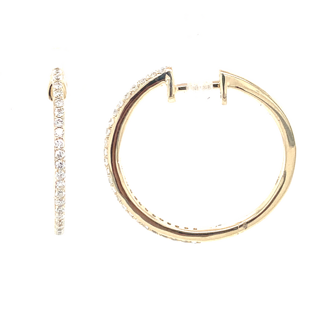 14K Yellow Gold Diamond Hoop