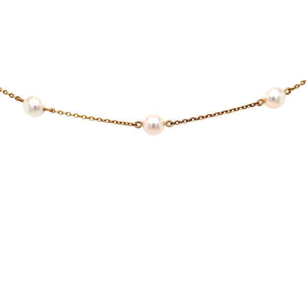 14K Yellow Gold 5 Pearl Bracelet