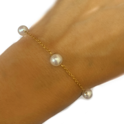 14K Yellow Gold 5 Pearl Bracelet