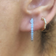 14K White Gold Diamond Hoop Earrings