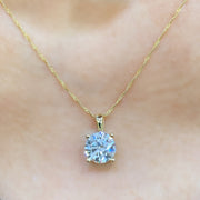 14K Yellow Gold 2.00CT Round Laboratory Grown Diamond Pendant