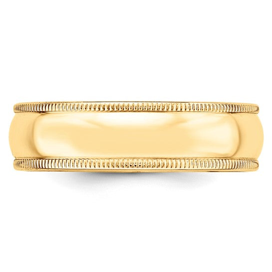 6MM Yellow Gold Milgrain Wedding Band