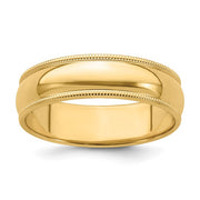 6MM Yellow Gold Milgrain Wedding Band