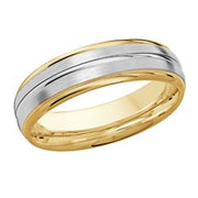 6MM Yellow/White Gold Carved Polished Wedding Band