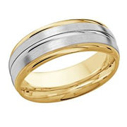 8MM Yellow/White Gold Carved Satin Wedding Band