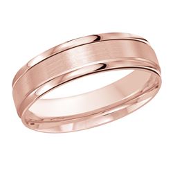 6MM Pink Gold Carved Satin Wedding Band