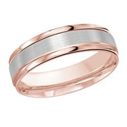 6MM Pink/White Gold Carved Satin Wedding Band