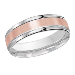 6MM White/Pink Gold Carved Satin Wedding Band