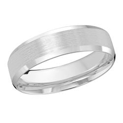 6MM White Gold Carved Satin Wedding Band