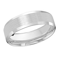 7MM White Gold Carved Satin Wedding Band