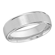 6MM White Gold Carved Satin Wedding Band