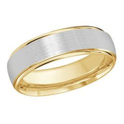 6MM Yellow/White Gold Carved Satin Wedding Band