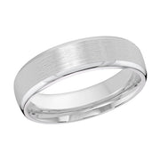 6MM White Gold Carved Satin Wedding Band