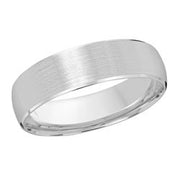 6MM White Gold Carved Satin Wedding Band