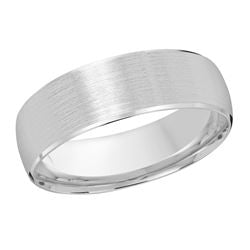 7MM White Gold Carved Satin Wedding Band