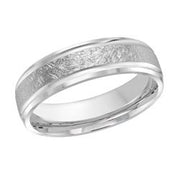 6MM White Gold Carved Scratch Wedding Band