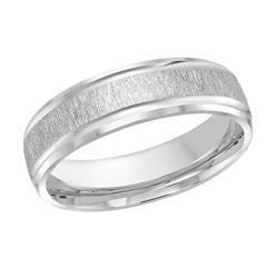 6MM White Gold Carved Flap Wedding Band