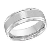 8MM White Gold Carved Satin Wedding Band