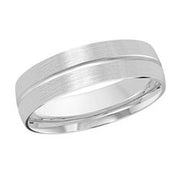 6MM White Gold Carved Satin Wedding Band