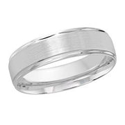 6MM White Gold Carved Satin Wedding Band