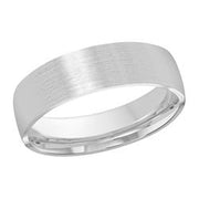 6MM White Gold Carved Satin Wedding Band