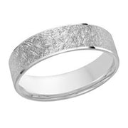 6MM White Gold Carved Scratched Wedding Band