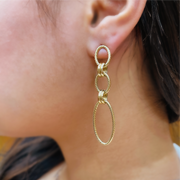 14K Oval Textured Drop Earrings