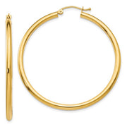 14K Yellow Gold 2.5MM Tube Hoop Earrings