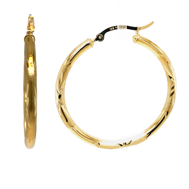 14K Yellow Gold 1 1/2" Hoop Earrings