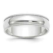 6MM White Gold Milgrain Wedding Band