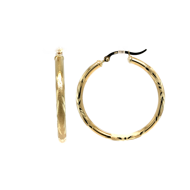 14K Yellow Gold Medium Hoop Earrings