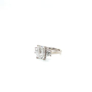 14K White Gold 3 Stones 3.85ctw Laboratory-Grown Diamond Engagement Ring